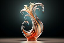 Elegant vase on clear backdrop. Computer-generated artwork. Generative AI
