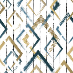 Wall Mural - Abstract geometric seamless pattern. Repeating geometry line background for design prints. Repeated brush strokes shapes. Watercolor texture. Repeat whimsical Intersection lines. Vector illustration