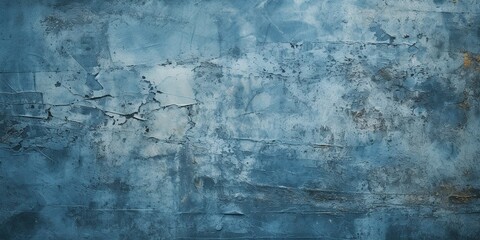  Toned painted old concrete wall with plaster. Dark blue vintage texture background with space for design. Close - up. Rough brush strokes. Grungy, grainy, uneven surface. Empty.