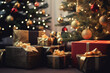 © ADDICTIVE STOCK - AI generated image of Christmas gift boxes under the Christmas tree at home