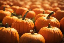 AI Generative Images Of Full Frame Image Of The Fresh Pumpkins At The Pumpkin Patch In Autumn Concept