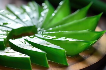 Wall Mural - close-up view of aloe vera leaves cut open