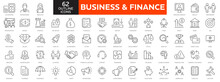 Business And Finance Web Icon Set - Minimal Thin Line Web Icon Set. Outline Icons Collection. Simple Vector Illustration.