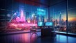 © Muamanah - Digital Cityscape Illuminated with Bright, Futuristic Electronic Displays