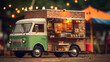 food truck parked on the side of the road vintage