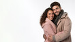© pariketan - Couple Romantic standing side by side and hugging, isolated on white