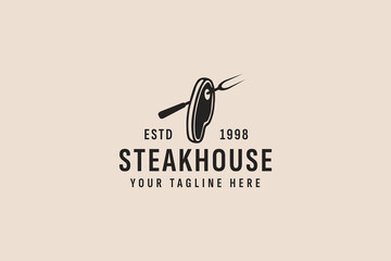 Canvas Print - vintage style steakhouse logo vector icon illustration