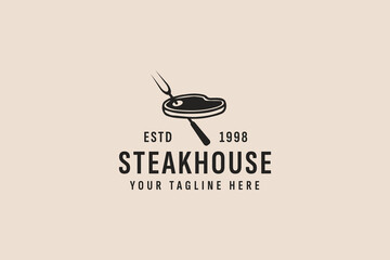 Wall Mural - vintage style steakhouse logo vector icon illustration