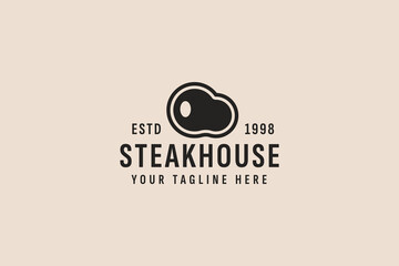 vintage style steakhouse logo vector icon illustration