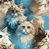Fototapeta Most - Ragdoll cats breed cute cartoon repeat pattern