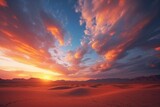 Fototapeta  - Scenic Desert Sunset with Cloudy Sky - High Quality Phot