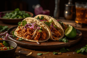 mexican taco grilled meat with vegetables