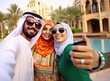 © shelbys - Arab Friends Capturing a Moment. Fictional characters created by Generated AI.