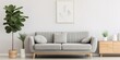 © candra - gray sofa with white background, realistic, aesthetic