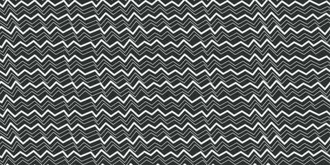 Poster - The lines are angular, zigzag. Black background and white wavy lines with an angle. Vector print for surface application, can be seamless.