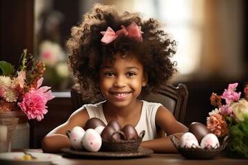 Wall Mural - Easter Happiness - Curly Girl's Chocolate Bliss