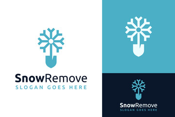 Shovel Dig Remove Snow Frozen Clean Garden Landscape Logo Design Branding Template