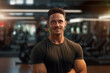 © Joose - portrait of muscular man at the gym. personal trainer concept. generative ai.