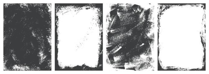 Canvas Print - Rough surfaces monochrome set textures