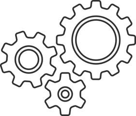 Wall Mural - Metal gears and cogs vector. Gear icon flat design. Mechanism wheels logo. Cogwheel concept template.