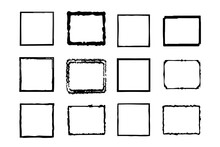 Hand Drawn Sketch Frame Set Vector. Simple Doodle Rectangle Pencil Frame Border Shape. Hand Drawn Doodle Scribble Border Element For Text Quote Template. Pencil Brush Stroke Style. Vector Illustration