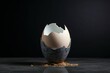 Cracked egg in cup on grey background. Cracked recipe served food diet. Generate Ai