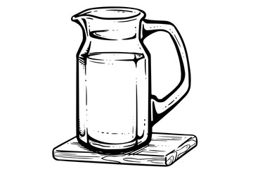 jug or pitcher hand drawn ink sketch. Engraved style vector illustration