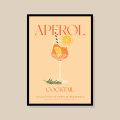 Wall Mural - Cocktail vector illustration in a poster frame for modern art gallery