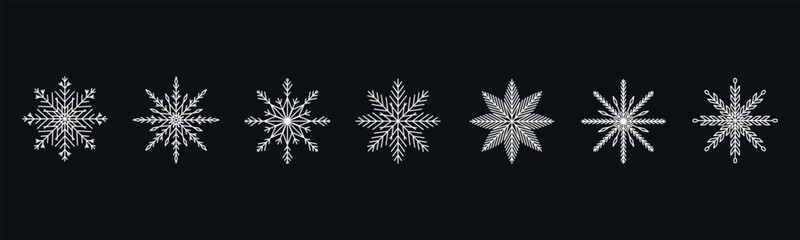 Snowflake set on isolated background. Isolated snowflake collection. Frost background. Christmas icon. Vector illustration