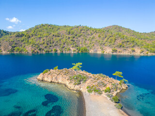 Wall Mural - Bencik Bay drone view in Marmaris Town of Turkey