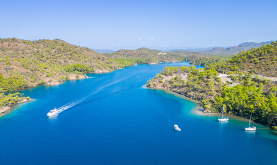 Wall Mural - Bencik Bay drone view in Marmaris Town of Turkey