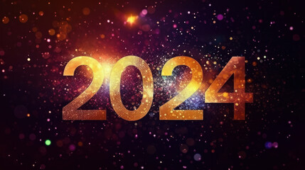 Happy New Year Celebration 2024 Sparkles Banner,Ai generative