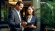 CHECKING IN VIP CLIENTS AT A LUXURY HOTEL USING A DIGITAL TABLET. image created by legal AI