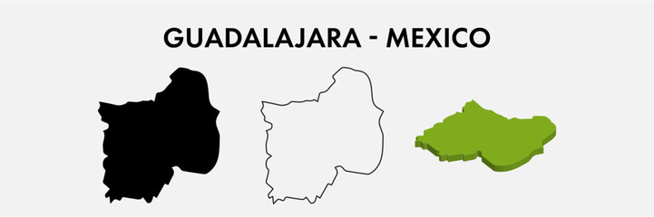 Wall Mural - Guadalajara Mexico city map set vector illustration design isolated on white background. Concept of travel and geography.