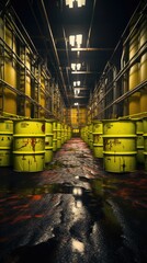 Wall Mural - Radioactive waste in barrels nuclear waste repository