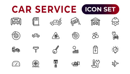 Wall Mural - Car service icon set with editable stroke and white background. Auto service, car repair icon set. Car service and garage.