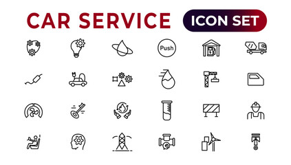 Wall Mural - Car service icon set with editable stroke and white background. Auto service, car repair icon set. Car service and garage.