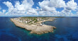 Aerial panoramic view of Artrutx Lighthouse at south coast of Menorca (Balearic Islands)