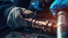 Male Plumber Fixing A Pipe Leak