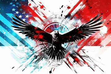 eagle background wallpapaer banner with usa american flag elements in the background