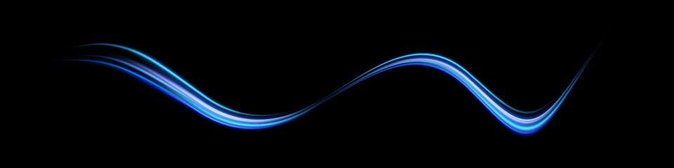 Abstract light lines of speed movement, blue colors. Light everyday glowing effect. semicircular wave, light trail curve swirl, optical fiber incandescent png. EPS10