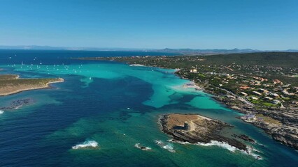 Wall Mural - coast as a background from top view. waves and beach. aerial landscape. azure water background from 