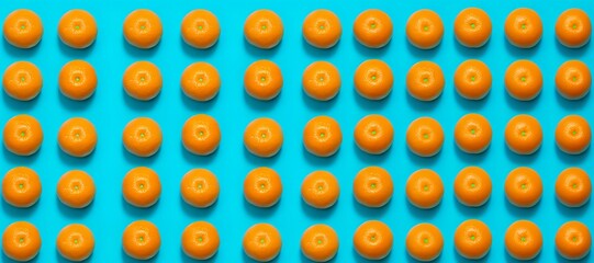 Poster - A vibrant arrangement of orange balls on a contrasting blue background