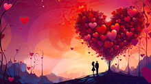 Valentine's Day Romantic Background With Couple In Love