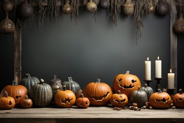 room wall with halloween motifs and decoration