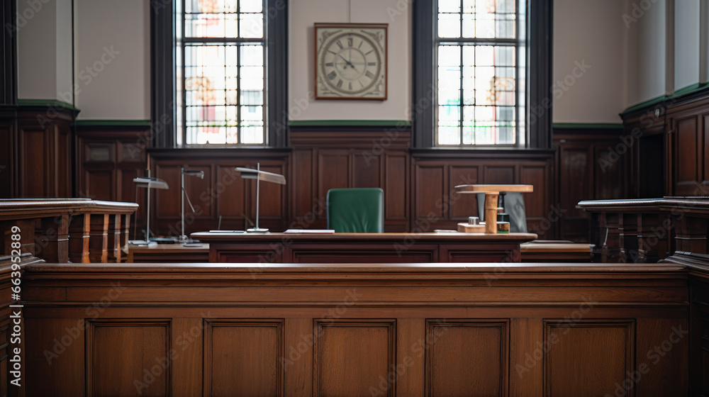 Empty American Style Courtroom. Supreme Court of Law and Justice Trial ...