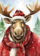 closeup moose wearing red scarf hat realistically clothing cobb signature resplendent proud bearing promotional poster