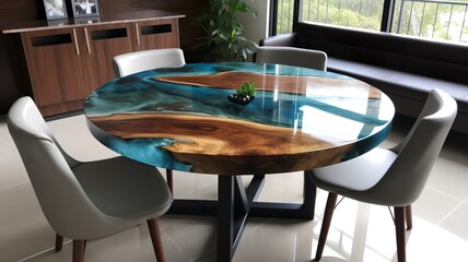 Wall Mural - the world's coolest dining table, beautiful modern epoxy resin table