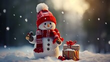 Snowman With  Christmas Gifts