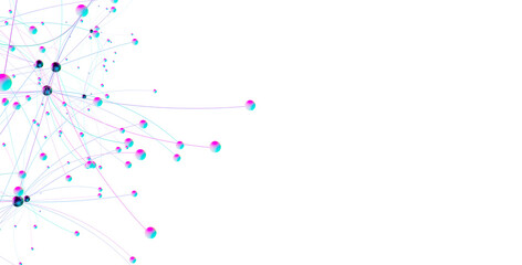 Abstract polygonal space with connecting dots and lines. Dark background. Connection structure. 3d Widescreen
